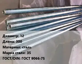 Шпилька стальная 12 L=300 сталь Сталь: 35 ГОСТ: ГОСТ 9066-75